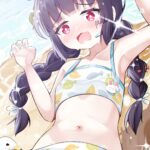 ブルーアーカイブの霧沢ミユちゃんの水着が引っ張られてポロリしちゃいそうな二次画像