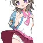 可愛い茶髪美少女が風のいたずらでパンチラしている二次画像
