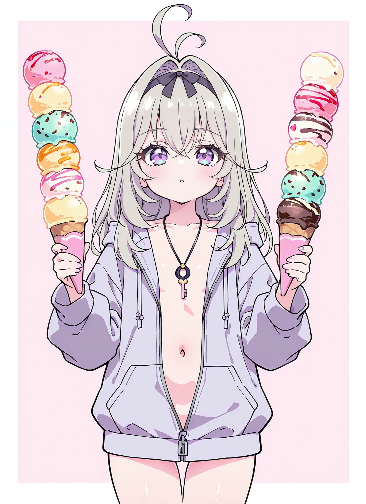 たんプリの森亜るるかちゃんが裸パーカーでアイス持ってるだけの二次画像